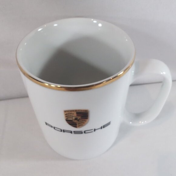 Porsche Germany Mug Monogram Logo White Gold Coffee Ceramic Luxury Car Trim - Picture 3 of 14